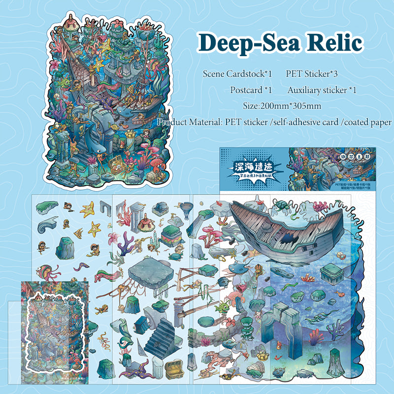 Forbidden Frontier Scene Stickers, Immersive Scene Stickers, Creative DIY Materials for Journal Decoration and Collage