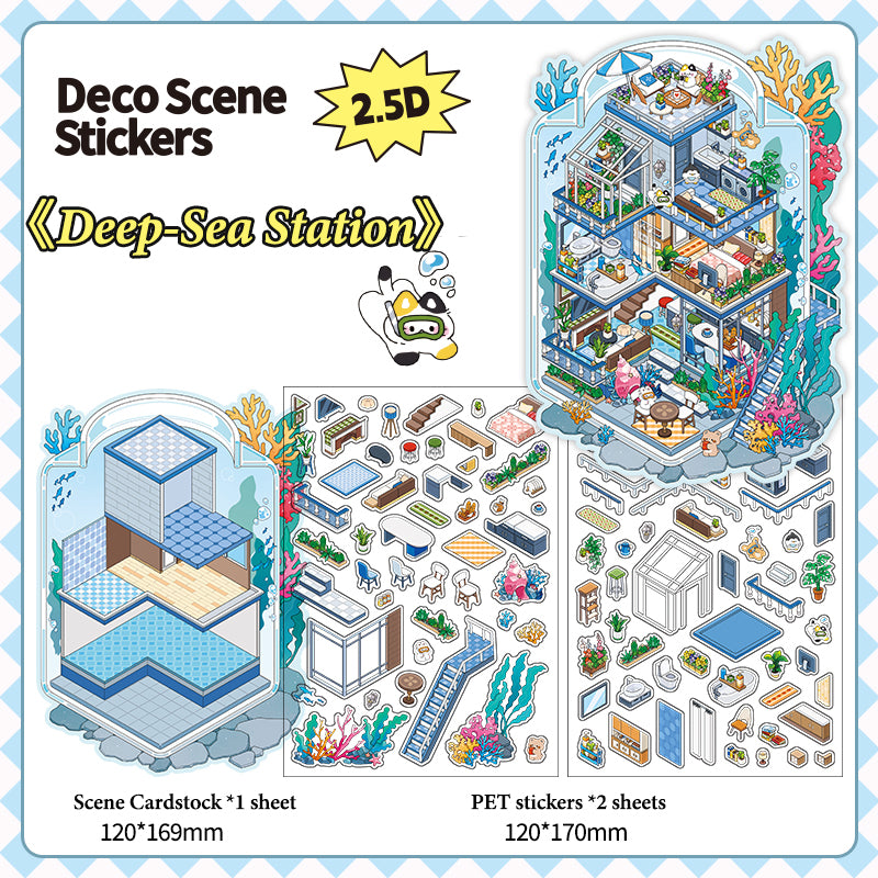 Fun &amp; Creative DIY Miniature Scenery-Making Stickers - Immersive Collage Stickers for Underwater City, Garden Courtyard Notebook Decoration
