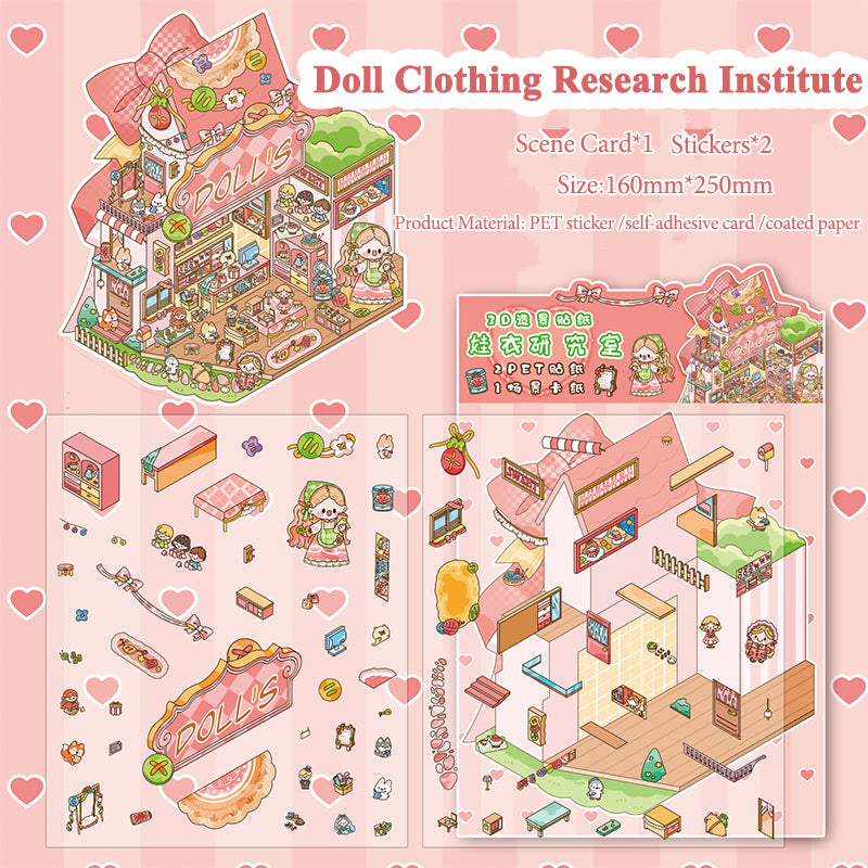 Pegatinas para dioramas del Instituto de Investigación Everything, pegatinas para decorar diarios, pegatinas antiestrés hechas a mano, escenas en miniatura en 3D