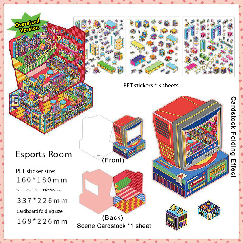 DIY 2.5D Diorama Stickers – Colorful Miniature Commercial Scene Stickers