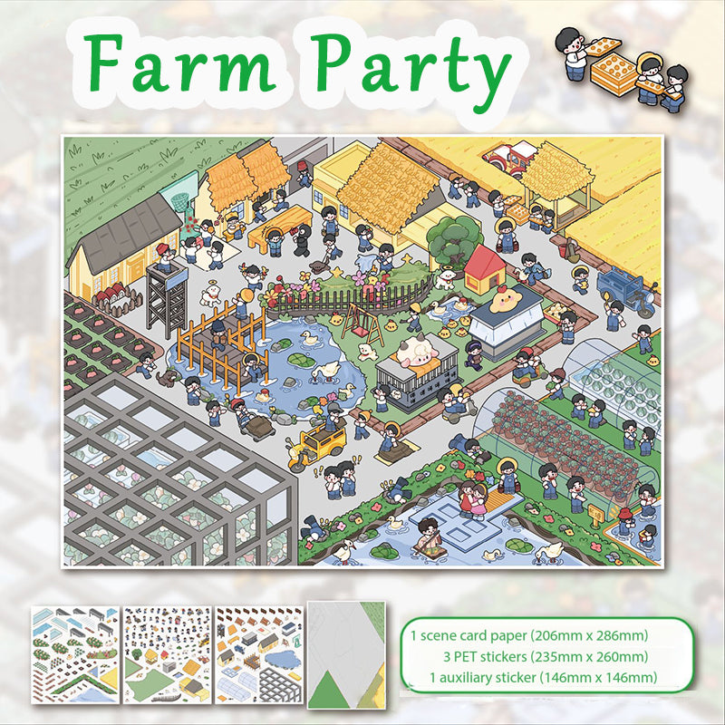 Osaka-Inspired 3D Diorama Stickers,DIY Miniature Scene Immersive Stickers