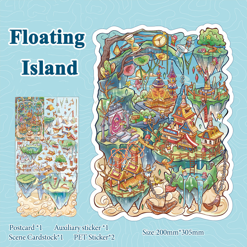 Fantasy Adventure Journey Themed Scene Stickers, DIY Creative Decorative Stickers, Immersive Collage Materials