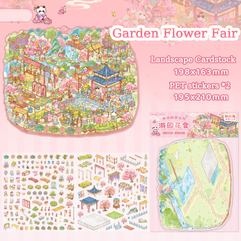 Jing Qimeng Series - Large-Size Landscape Stickers, Creative 3D DIY Scene Stickers for Scrapbooking