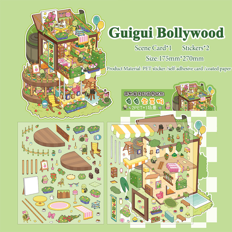 Pegatinas de cabañas de criaturas adorables, pegatinas 3D creativas para crear escenas inmersivas