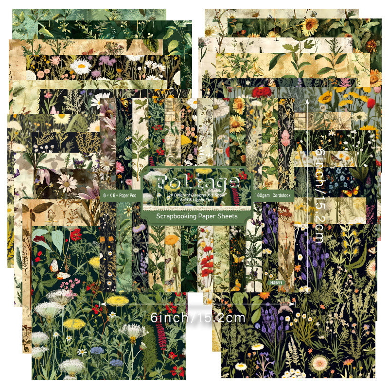 Twenty-four greeting cards featuring plant and flower patterns can be used to make explosion boxes, DIY origami, and gift box decorations.