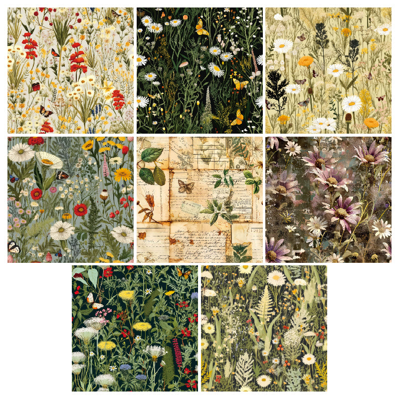 Twenty-four greeting cards featuring plant and flower patterns can be used to make explosion boxes, DIY origami, and gift box decorations.