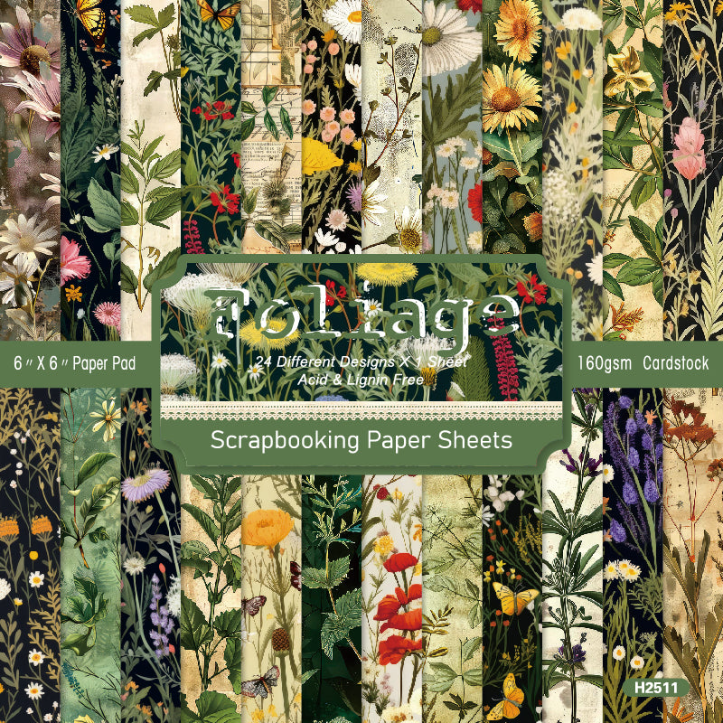 Twenty-four greeting cards featuring plant and flower patterns can be used to make explosion boxes, DIY origami, and gift box decorations.