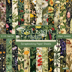 Twenty-four greeting cards featuring plant and flower patterns can be used to make explosion boxes, DIY origami, and gift box decorations.