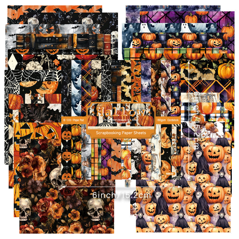 24pcs Halloween pumpkin-patterned greeting cards can be used to make explosion boxes, DIY origami, and decorate notebook covers.