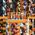 24pcs Halloween pumpkin-patterned greeting cards can be used to make explosion boxes, DIY origami, and decorate notebook covers.