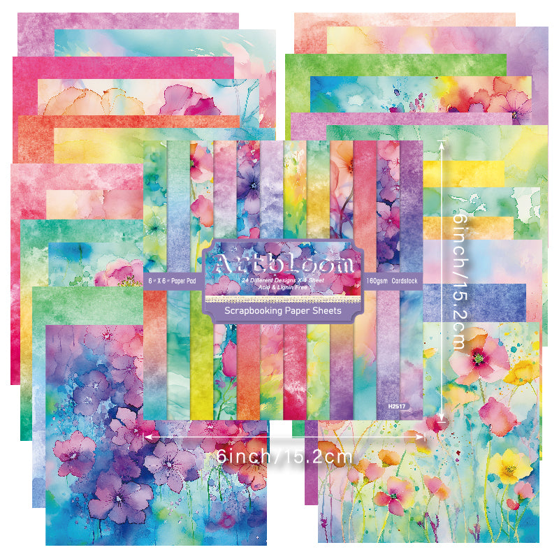 24 colorful greeting cards with artistic watercolor flower style, used as floral decoration cards and message cards for weddings.