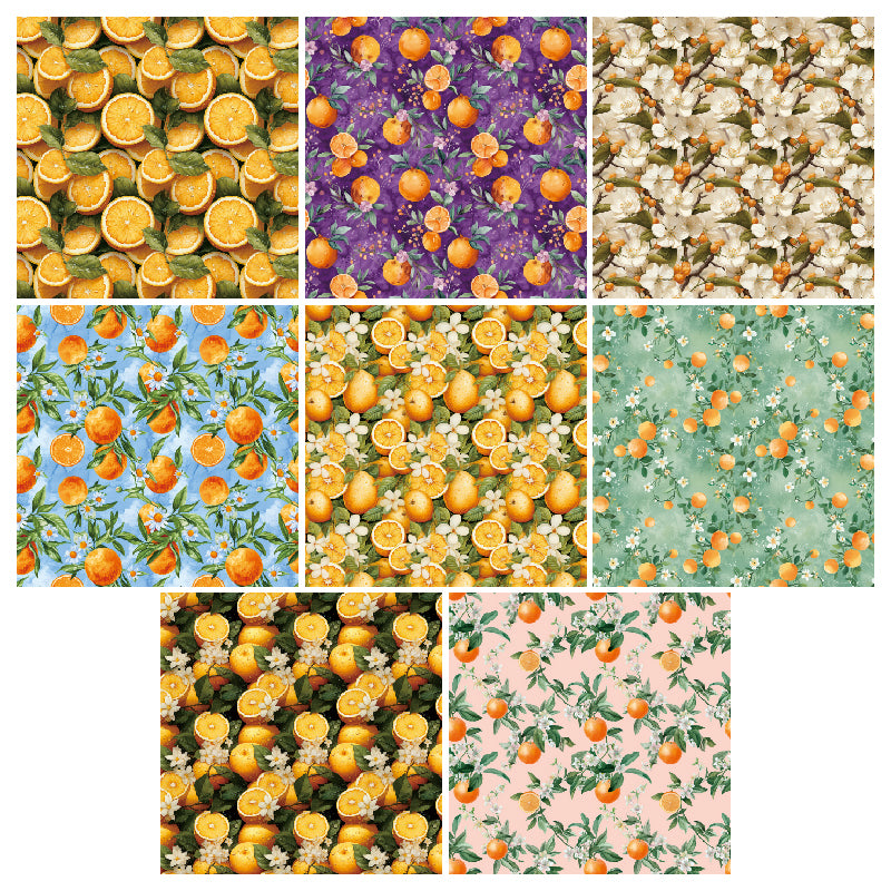 24 pieces of colorful greeting cards featuring lemon and orange patterns are used as flower decoration cards and message cards for the wedding.