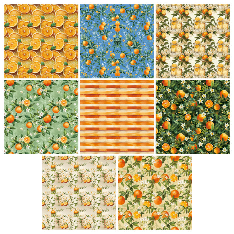 24 pieces of colorful greeting cards featuring lemon and orange patterns are used as flower decoration cards and message cards for the wedding.