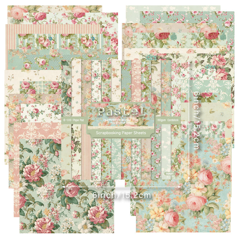 24 small floral pattern cards, used as floral decoration cards, gift message cards and room decoration cards for weddings.