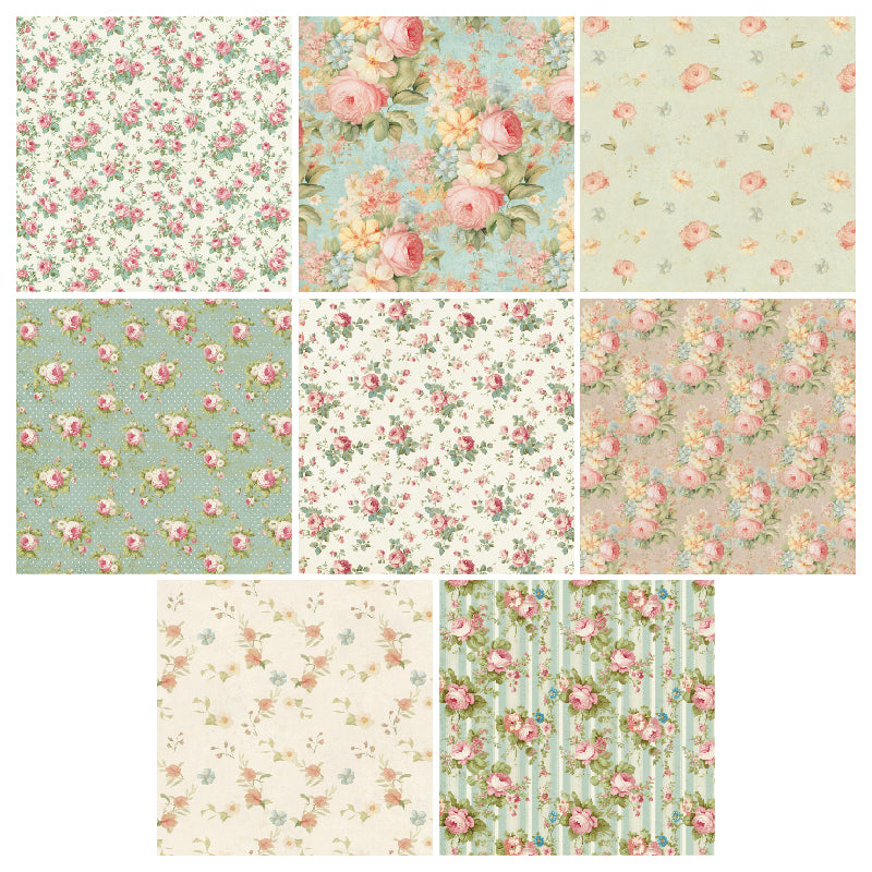24 small floral pattern cards, used as floral decoration cards, gift message cards and room decoration cards for weddings.