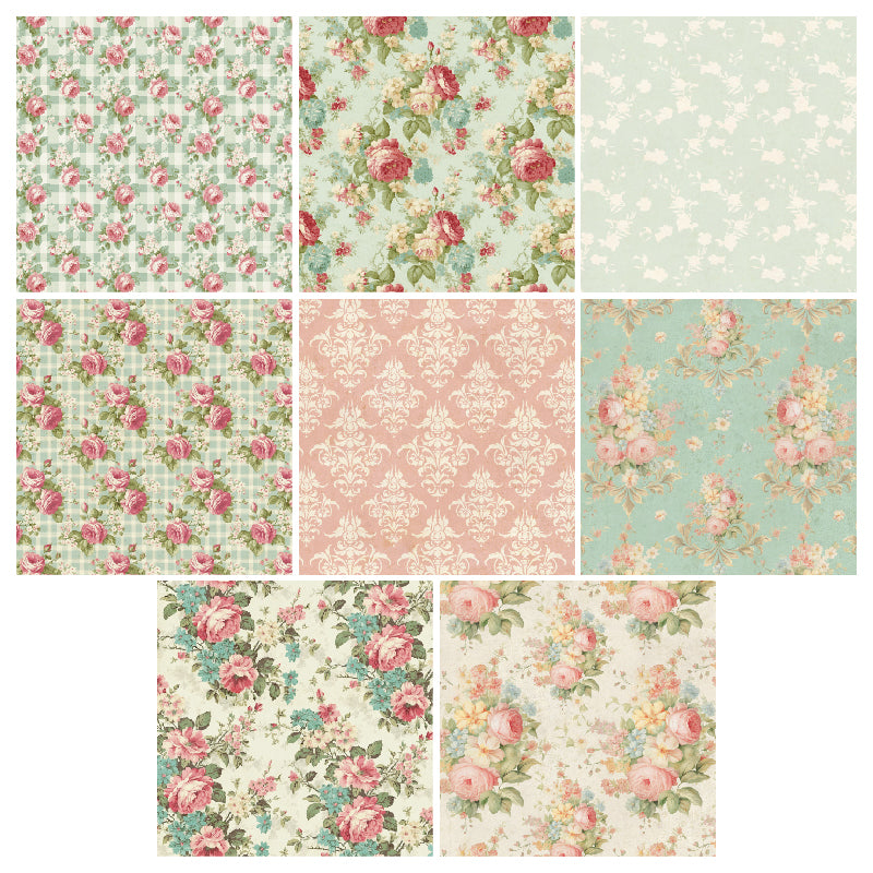 24 small floral pattern cards, used as floral decoration cards, gift message cards and room decoration cards for weddings.