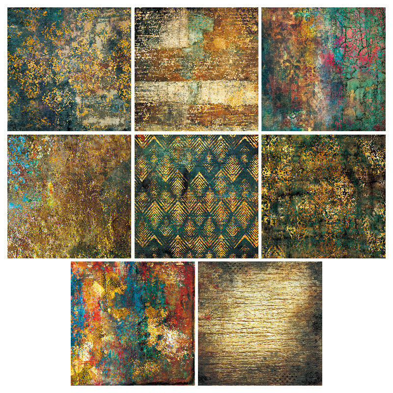 24 pieces of ancient color gold cards, used for making a scrap magazine, as a gift for DIY enthusiasts.