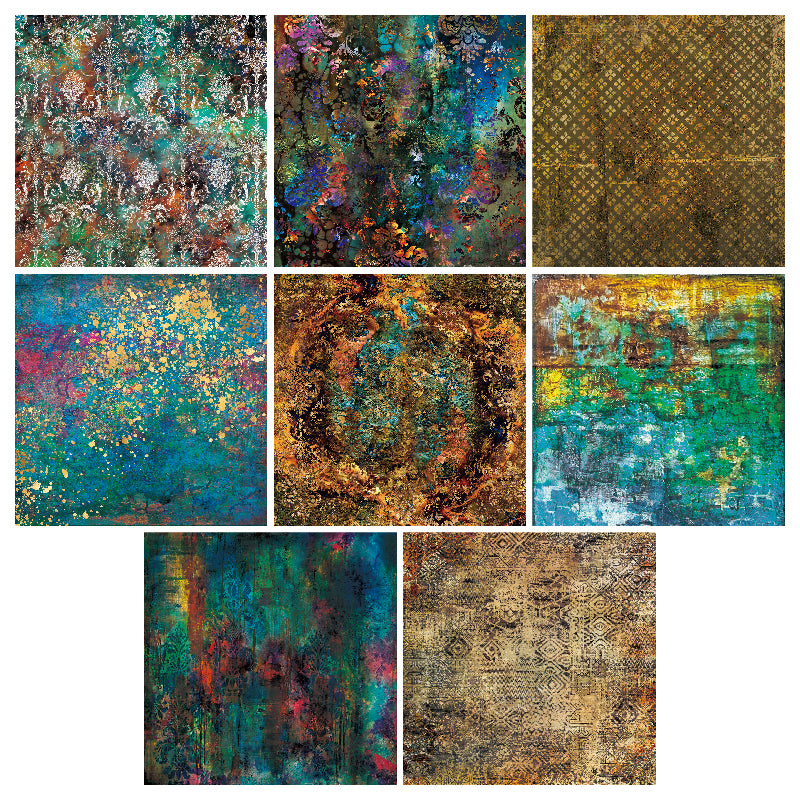 24 pieces of ancient color gold cards, used for making a scrap magazine, as a gift for DIY enthusiasts.