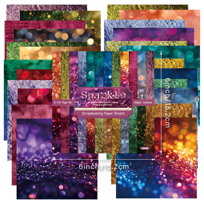 24 pieces of color star flash cards, used for making a scrapbook, as a gift for DIY enthusiasts.