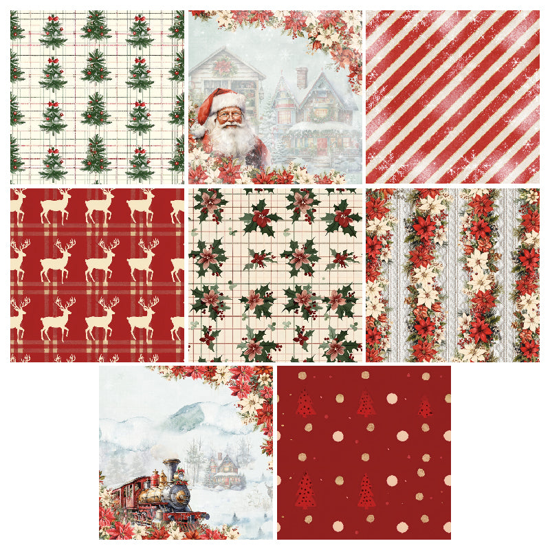 24 red Christmas-themed cards, suitable for junk journal making and also exquisite gifts for DIY enthusiasts.