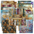 24 pieces of gold-threaded flower cards, suitable for making garbage magazines or scrapbooks, as gifts for DIY enthusiasts.