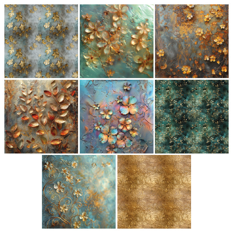 24 pieces of gold-threaded flower cards, suitable for making garbage magazines or scrapbooks, as gifts for DIY enthusiasts.