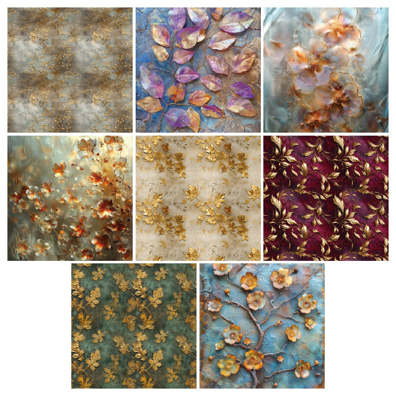 24 pieces of gold-threaded flower cards, suitable for making garbage magazines or scrapbooks, as gifts for DIY enthusiasts.