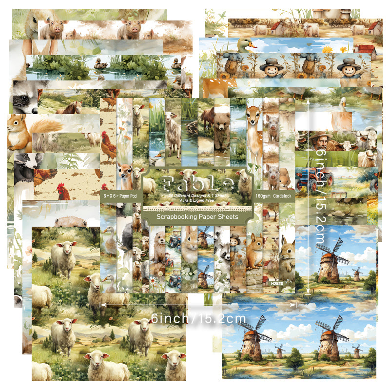 24 pastoral farm-style cards, intended for junk journal/handbook making and as gifts for DIY enthusiasts.