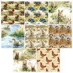 24 pastoral farm-style cards, intended for junk journal/handbook making and as gifts for DIY enthusiasts.