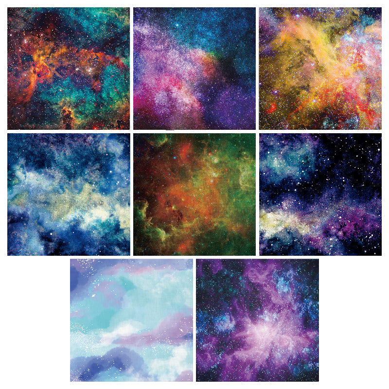 24 colorful starry sky-themed cards, intended for junk journal/handbook making and as gifts for DIY enthusiasts.