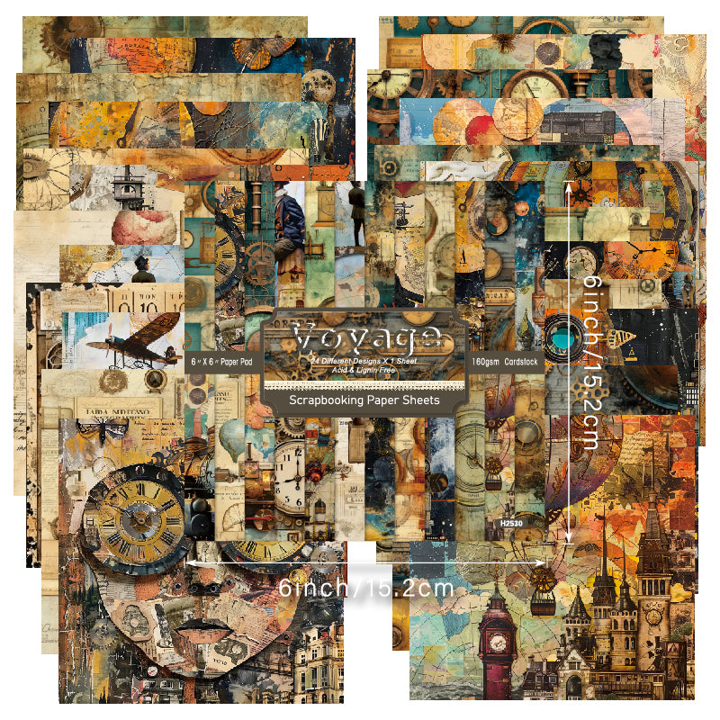 24 pieces of steam-style cards, suitable for making garbage magazines or journal books, as gifts for DIY enthusiasts.