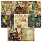 24 pieces of steam-style cards, suitable for making garbage magazines or journal books, as gifts for DIY enthusiasts.