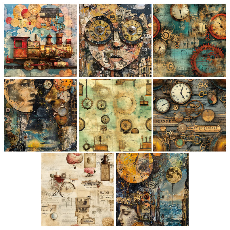 24 pieces of steam-style cards, suitable for making garbage magazines or journal books, as gifts for DIY enthusiasts.