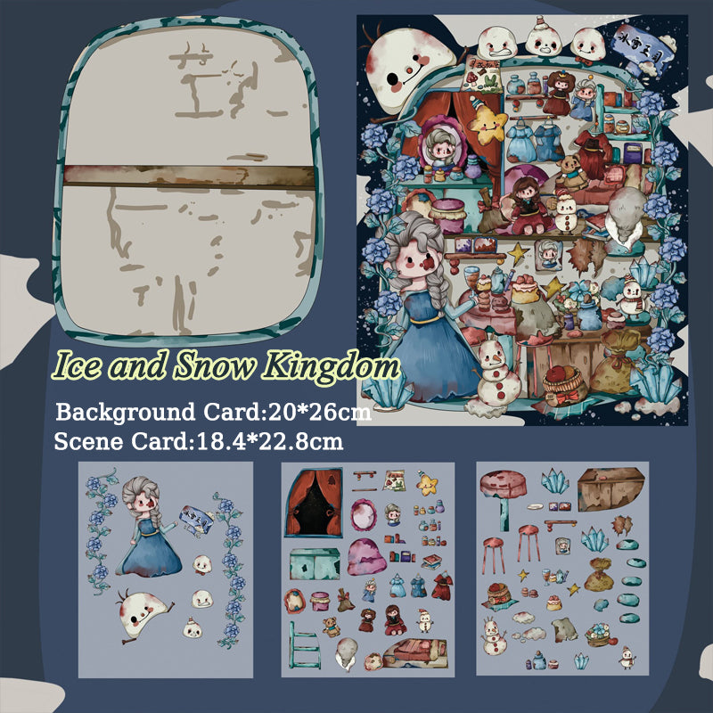 Fairy Tale Style Cartoon Character Collage Materials - DIY Creative Scene Stickers for Scrapbook Decoration