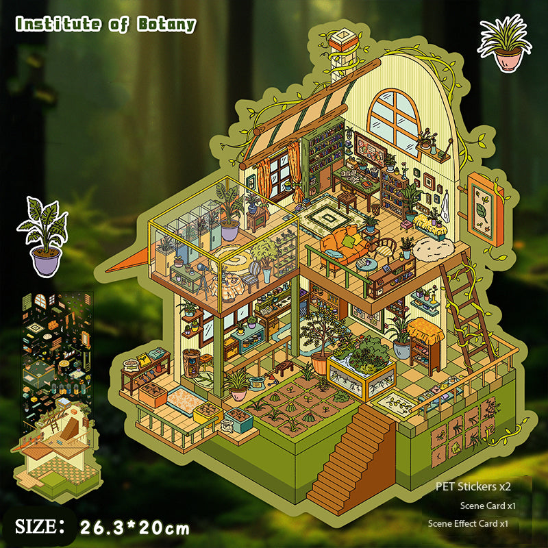 Fantasy Landscape Stickers, 3D Miniature Scene Collage Journal Stickers