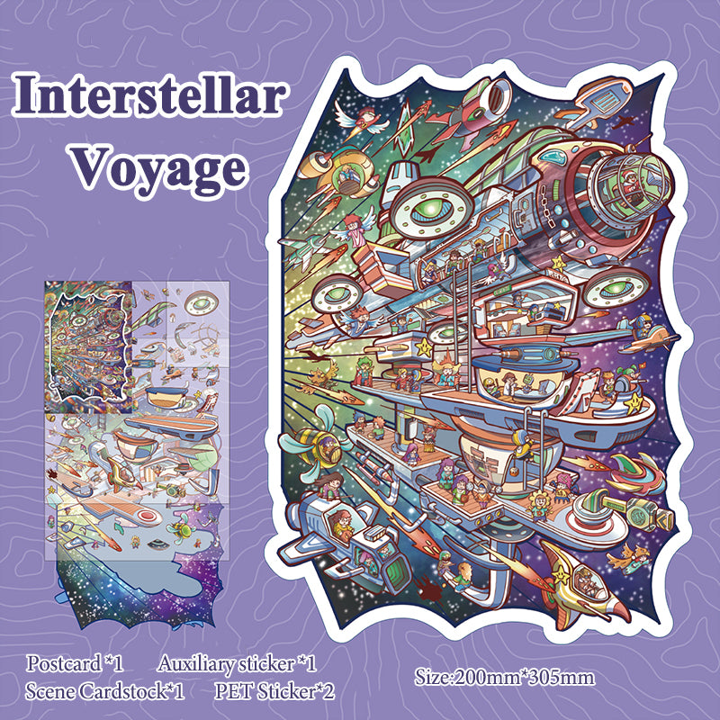 Fantasy Adventure Journey Themed Scene Stickers, DIY Creative Decorative Stickers, Immersive Collage Materials