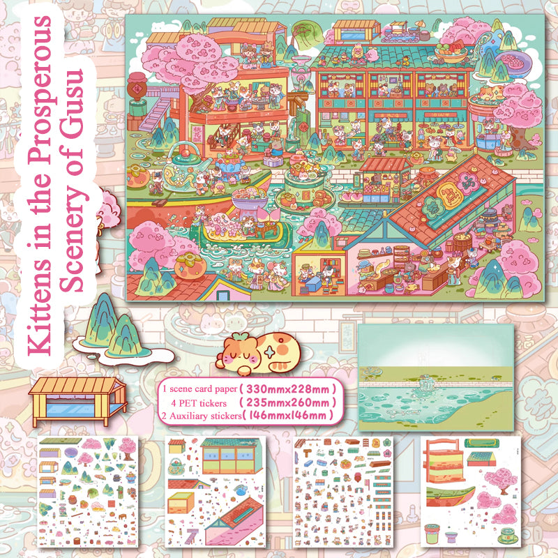 Oversized Stress-Relief Scene Stickers – Immersive DIY 3D Miniature Diorama Fun Collage Stickers