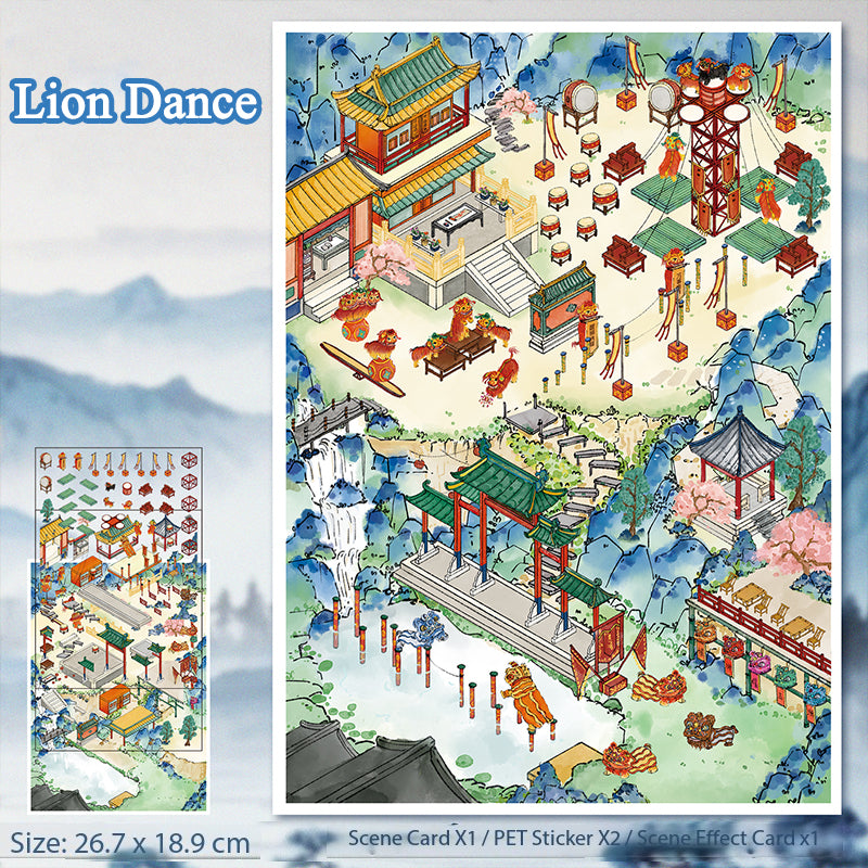 Intangible Cultural Heritage (ICH) Themed Landscape Stickers – DIY Creative Collage for Miniature ICH Worlds