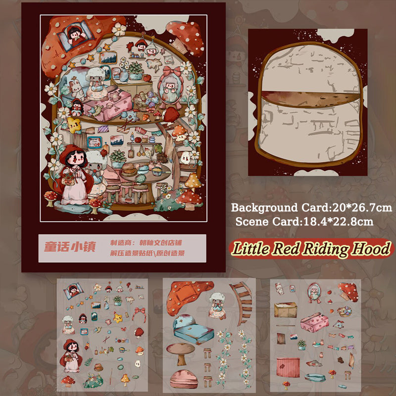 Fairy Tale Style Cartoon Character Collage Materials - DIY Creative Scene Stickers for Scrapbook Decoration