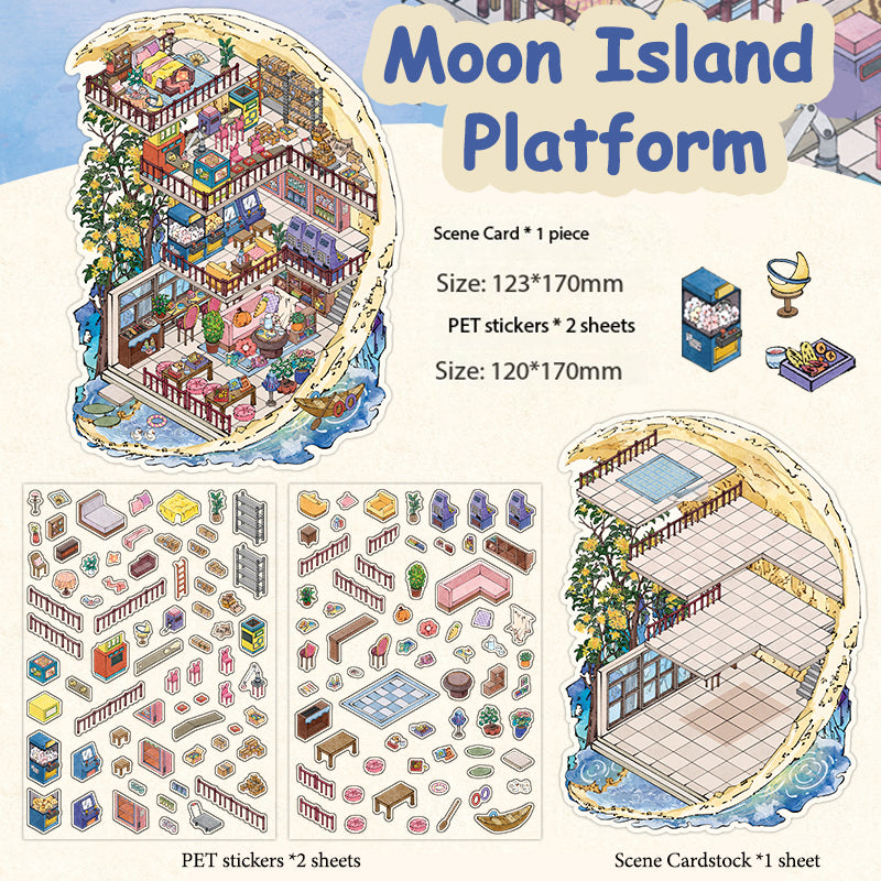 Chinese-Style Landscape Garden Scenery-Making Stickers, Creative DIY Notebook Decoration Multi-Layer 3D Collage Materials