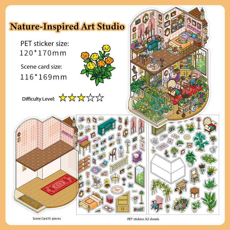Infeel.Me 3D Miniature Home Scene Stickers – Immersive Stress-Relief Handcraft Collage Stickers