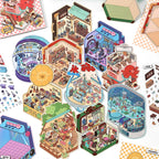 Creative Scrapbook Diorama Miniature Sticker Book,Immersive Mini World Scenes Collage