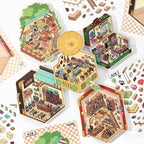 Creative Scrapbook Diorama Miniature Sticker Book,Immersive Mini World Scenes Collage