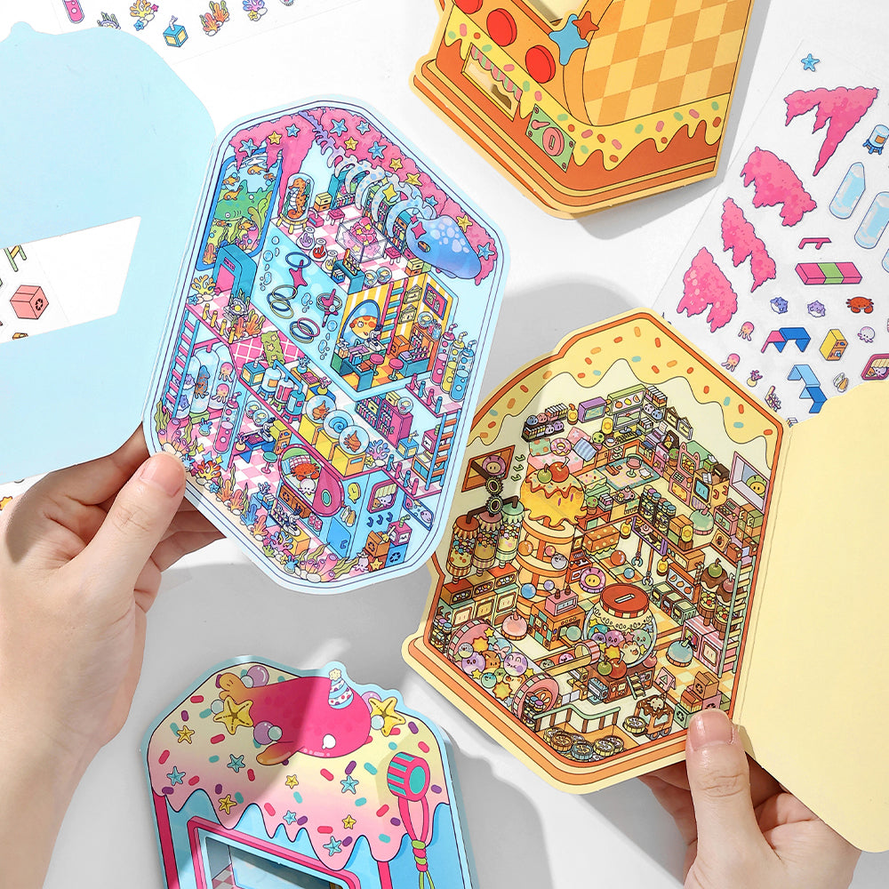 Creative Scrapbook Miniature Scene Sticker Set.DIY Childlike Style Creative Handmade Stickers