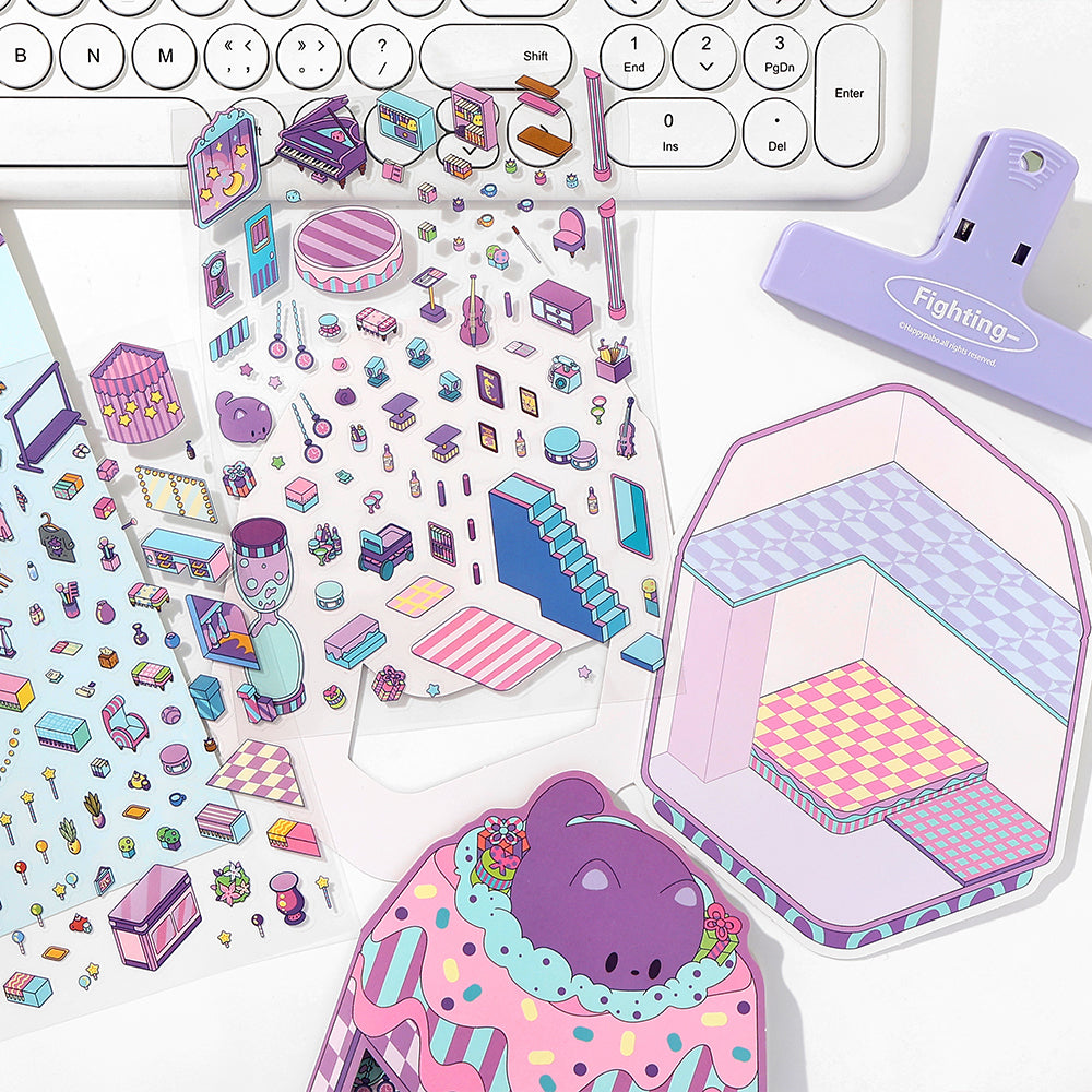 Creative Scrapbook Miniature Scene Sticker Set.DIY Childlike Style Creative Handmade Stickers