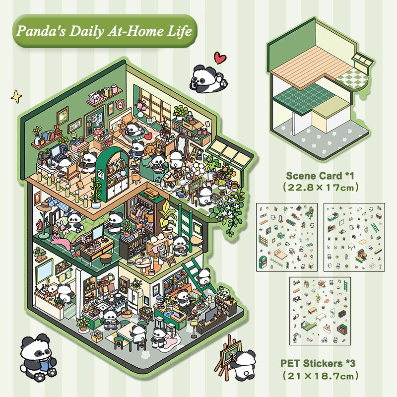 Oversized Cute 3D Landscape Stickers ,Adorable Animal Cottage Scrapbook Supplies ,DIY Creative Journal Decoration Stickers