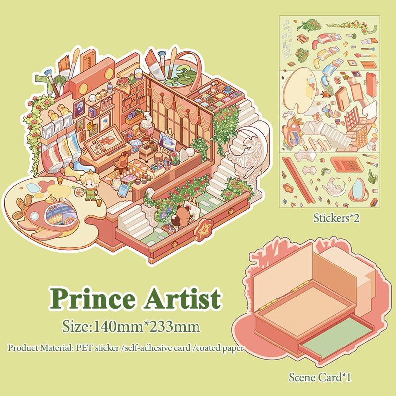 Fairy Tale Themed Creative Stickers, 3D DIY Collage for Scene-Making Stickers