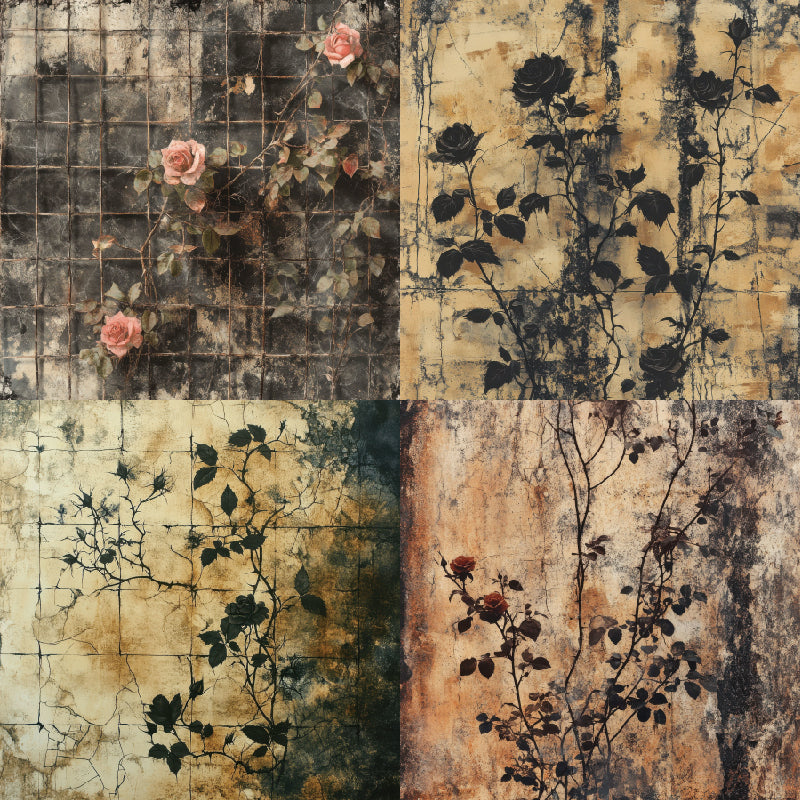 Journal Material Paper, Rose-Themed Background Paper, Single-Sided Patterned Paper for DIY Photo Album, Greeting Card &amp; Journal Decoration