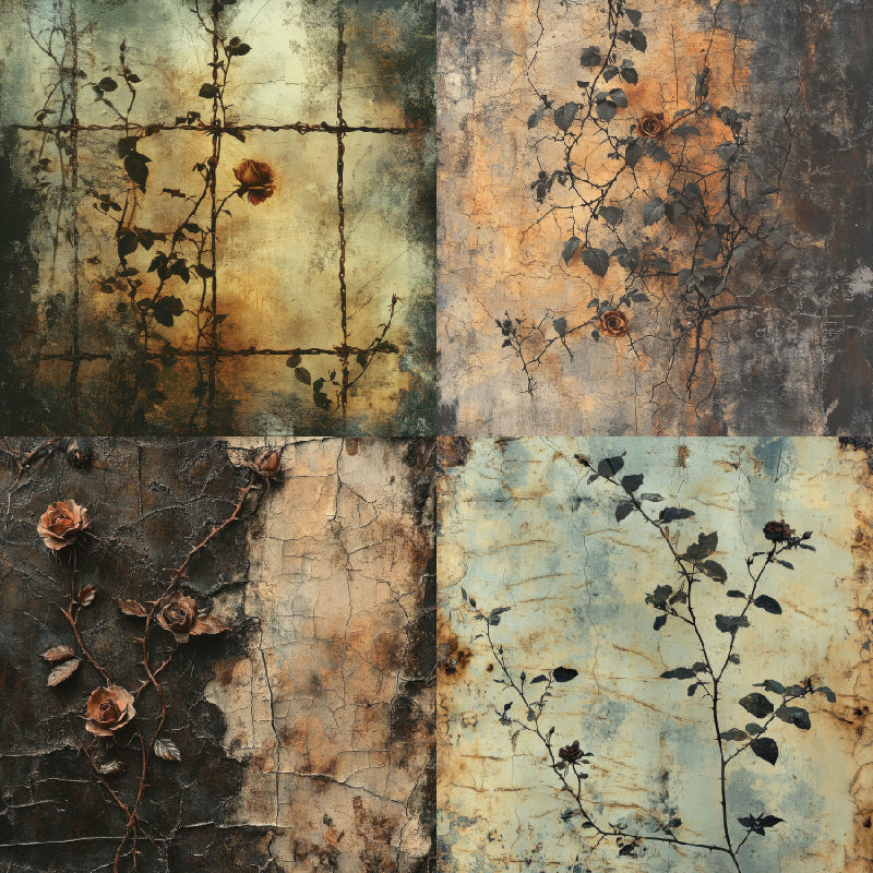 Papel para diario, papel con fondo de rosas, papel estampado de una sola cara para álbumes de fotos, tarjetas de felicitación y decoración de diarios.