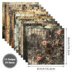 Papel para diario, papel con fondo de rosas, papel estampado de una sola cara para álbumes de fotos, tarjetas de felicitación y decoración de diarios.